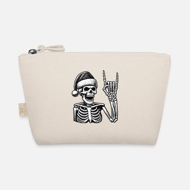 Skeleton With Santa Hat Rocks Organic Pouch