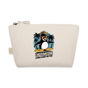 L’optimisme vous va bien Pingouin surfeur - Trousse biologique - nature - Devant