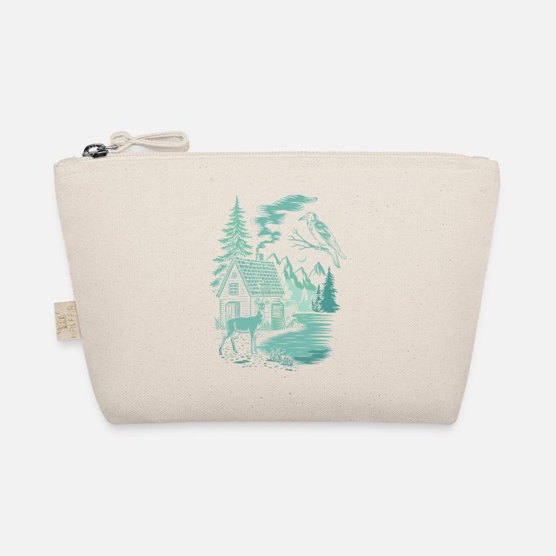 Verzauberte Waldlandschaft im Dunklen Cottagecore Bio-Täschchen