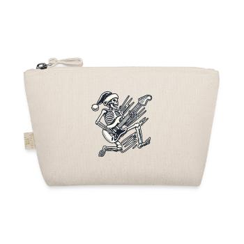 Skeleton With Santa Hat Rocks Guitar - Organic Pouch - nature - Front