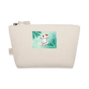 Weihnachtsente im festlichen Pullover Christmas - Bio-Täschchen - Natur - Vorne