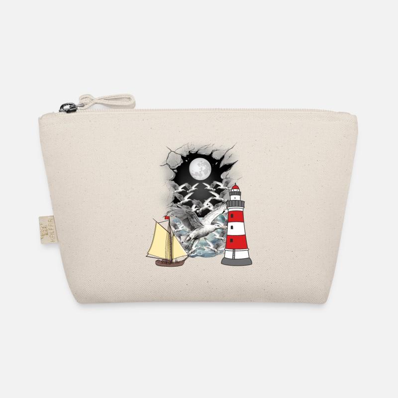 maritime, seagulls, seagull, lighthouse, sailing ship, boat Organic Pouch