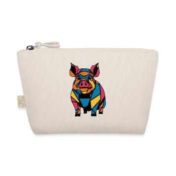 Colorful Geometric Farm Animal Graphic Pig - Organic Pouch - nature - Front