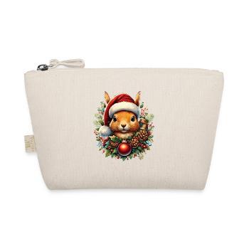 Christmas squirrel with hat and ball - Organic Pouch - nature - Front