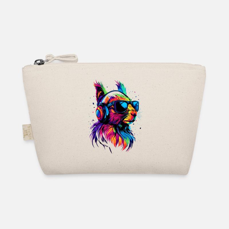 Squirrel Headphones Colorful Pop Art DJ Squirrel Organic Pouch