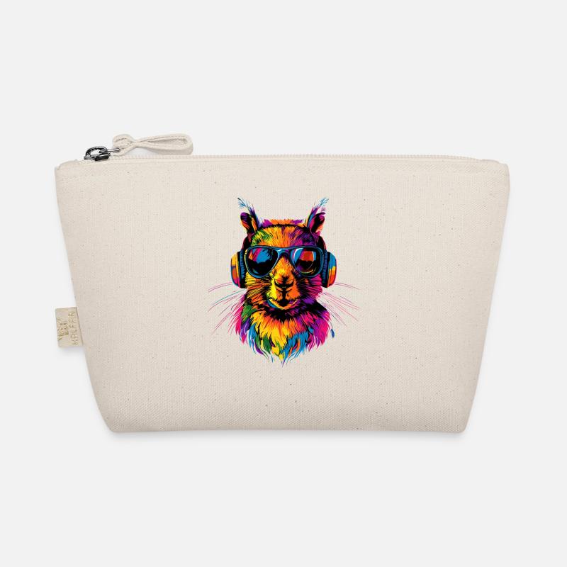 Eichhörnchen Kopfhörer Bunt Popart DJ Eichhörnchen Bio-Täschchen