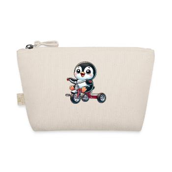 Laughing penguin on tricycle cheerful children - Organic Pouch - nature - Front