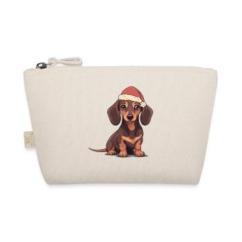 Santa Claus Dog Dachshund Christmas Xmas - Organic Pouch - nature - Front