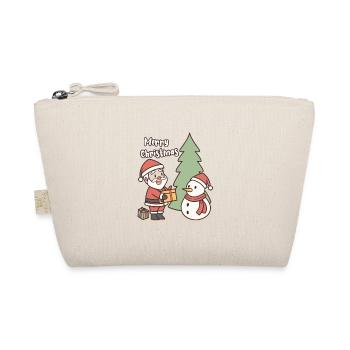 Merry Christmas - Santa Claus & Snowman - Organic Pouch - nature - Front