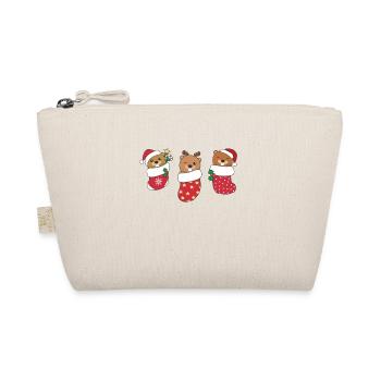 Cute beavers in Christmas socks for Christmas - Organic Pouch - nature - Front