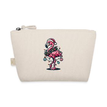 Lustiger Flamingo Mit Weihnachtlicher Dekoration - Bio-Täschchen - Natur - Vorne