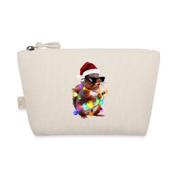 Christmas squirrel with fairy lights - Organic Pouch - nature - Front