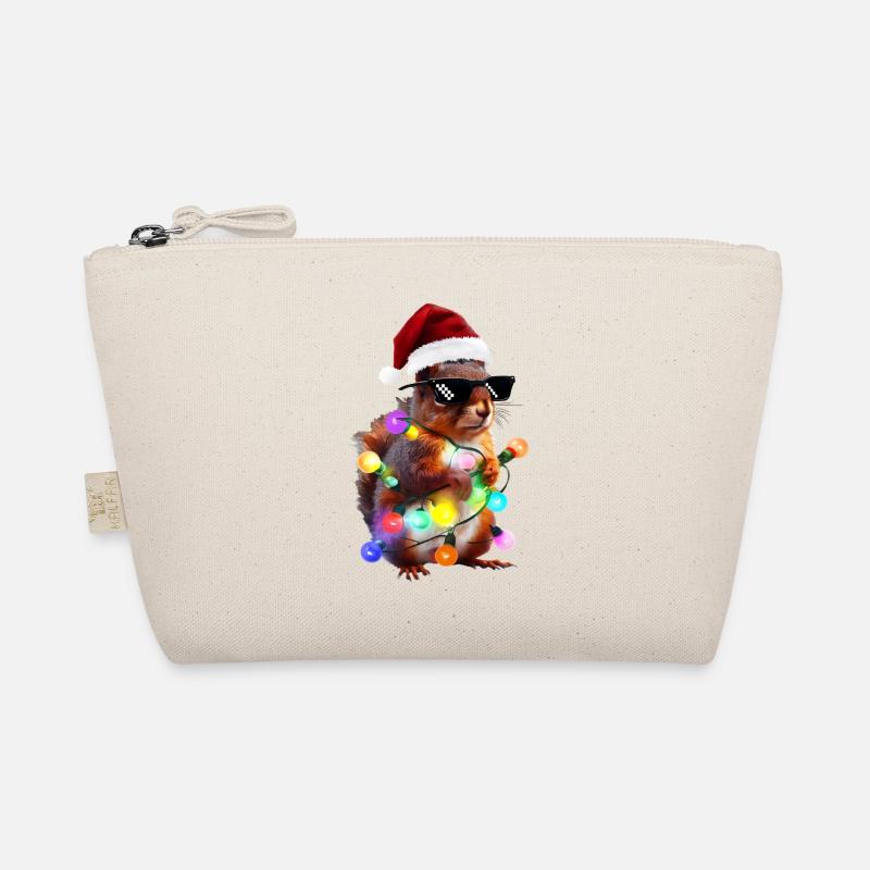 Christmas squirrel with fairy lights Organic Pouch