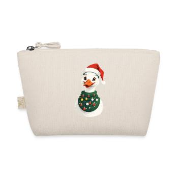 Weihnachtliche Ente Mit Weihnachtsmütze - Bio-Täschchen - Natur - Vorne