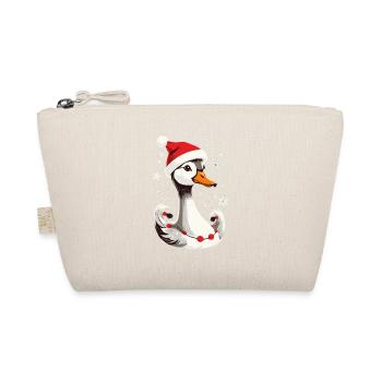 Christmas duck with hat and snowflakes - Organic Pouch - nature - Front