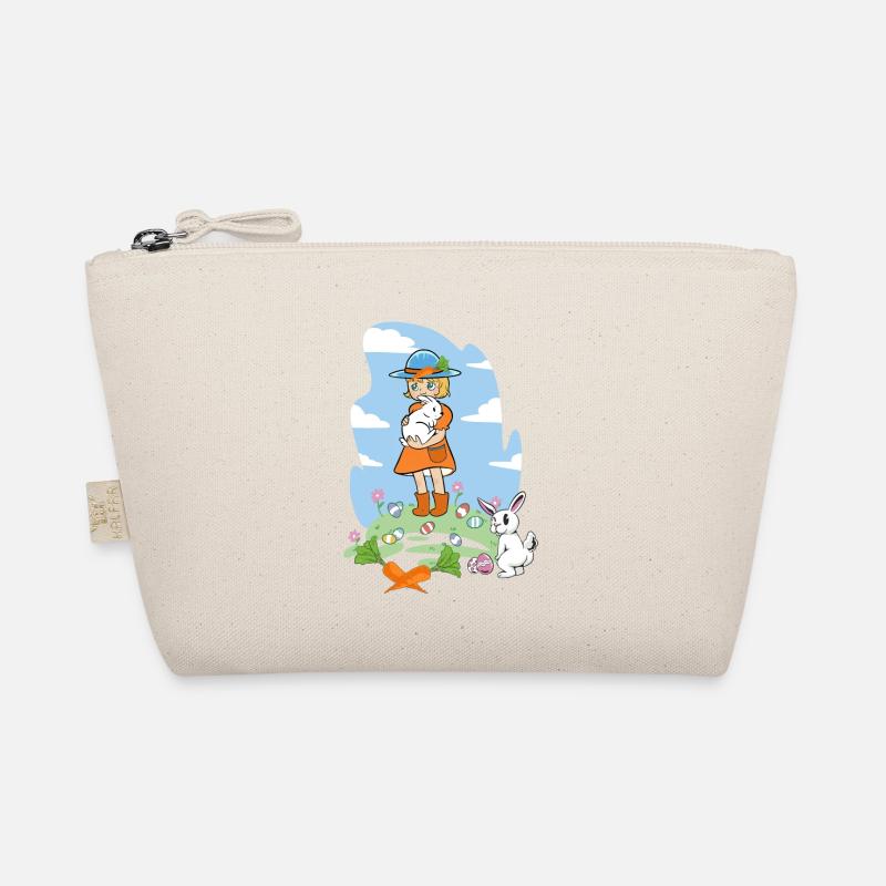 Happy Easter Bunnies Girl Rabbit Easter Bunny Organic Pouch