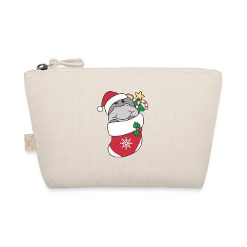 Cute Hippo in Christmas Sock for Christmas Hippo - Organic Pouch - nature - Front