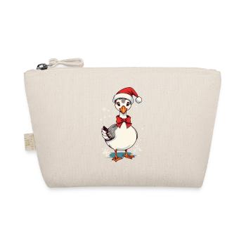 Festive Duck Sweet Christmas Motif With Hat - Organic Pouch - nature - Front