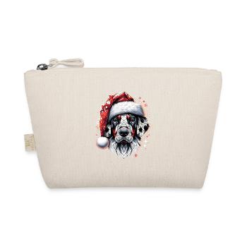 Polygon Art - Dalmatian Dog Santa Hat - Organic Pouch - nature - Front