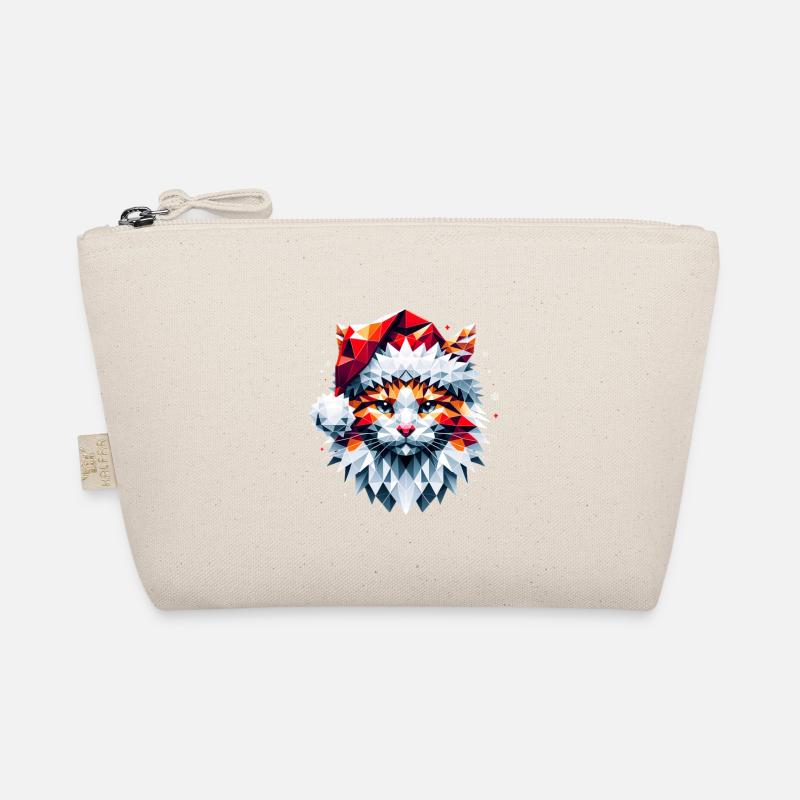 Polygon Design - Cat Cat with Santa Hat Organic Pouch