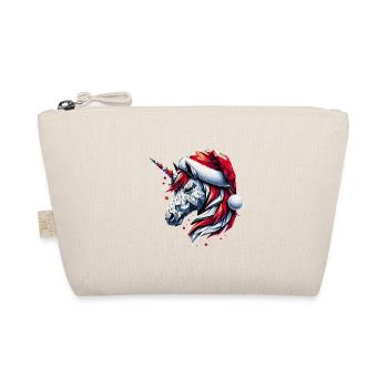 Polygon Art - Unicorn with Santa Hat - Organic Pouch - nature - Front
