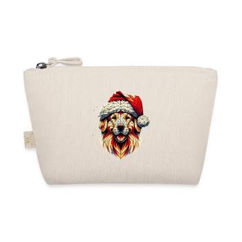 Polygon Art - Golden Retriever Santa Hat - Organic Pouch - nature - Front