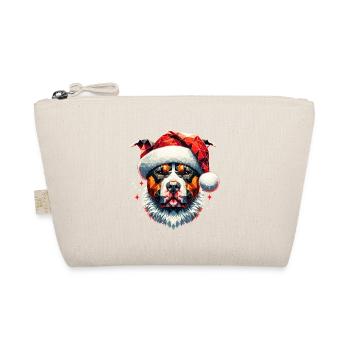 Polygon Design - Pitbull Dog with Santa Hat - Organic Pouch - nature - Front