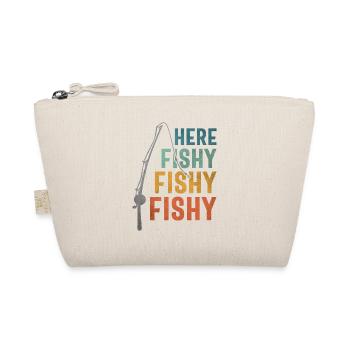 Funny Fishing Graphic - Here Fishy Vintage - Organic Pouch - nature - Front