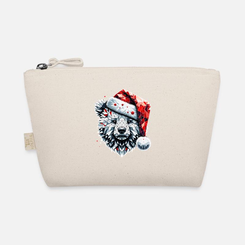 Polygon Art Polar Bear Santa Hat Original Organic Pouch