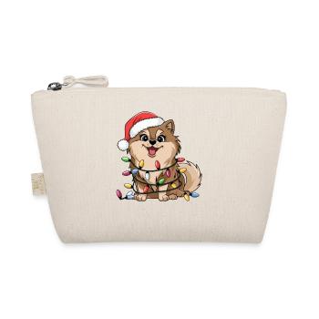 Pomeranian Christmas Lights Xmas Dogs Gifts - Bio-Täschchen - Natur - Vorne