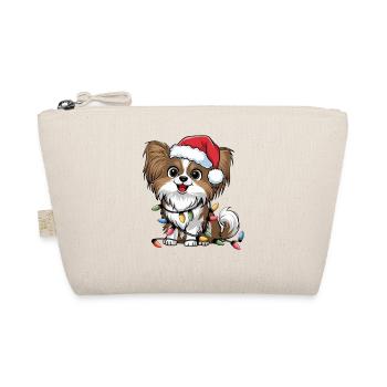 Papillon Christmas Lights Xmas Dogs Gifts - Organic Pouch - nature - Front