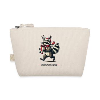 Merry Christmas Raccoon Illustration - Organic Pouch - nature - Front
