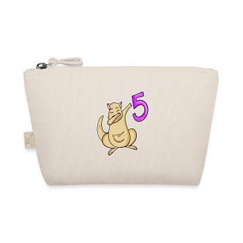 5th Birthday Motif Kangaroo - 5 years - Organic Pouch - nature - Front
