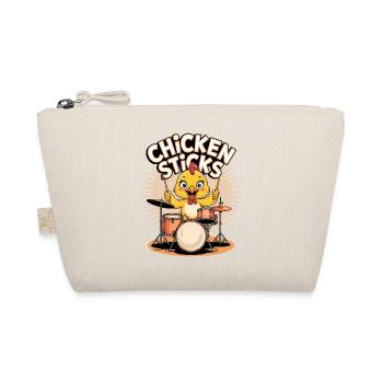 Funny chicken on drums with drumsticks - Organic Pouch - nature - Front