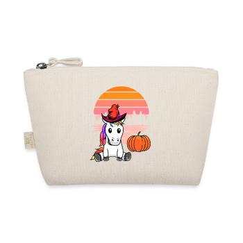 Halloween Einhorn Einhörner Pferd Pferde Kürbis - Bio-Täschchen - Natur - Vorne