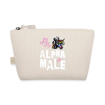 Alpha Unicorn - Cute Teddy Rides Unicorn - Organic Pouch - nature - Front