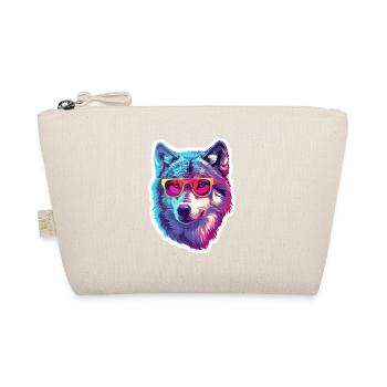 Lustiger Wolf mit Sonnenbrille für einen Wolf Fan - Bio-Täschchen - Natur - Vorne