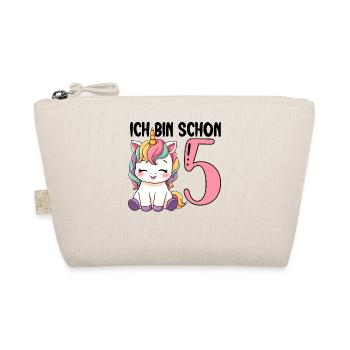 Ich bin schon Fünf Einhorn 5. Geburtstag - Bio-Täschchen - Natur - Vorne