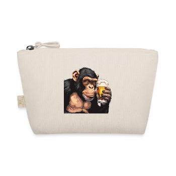 Cute Chimpanzee Drinking Beer 2 - Bio-Täschchen - Natur - Vorne