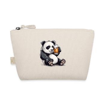 Cute Panda Drinking Beer 2 - Bio-Täschchen - Natur - Vorne