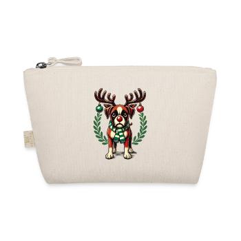 Weihnachtshund Mit Rentiergeweih Und Schal - Bio-Täschchen - Natur - Vorne