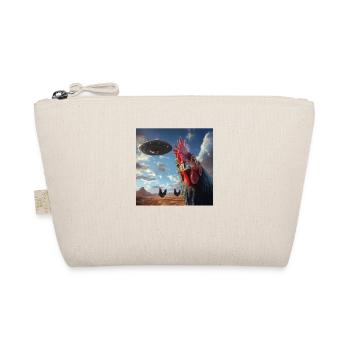 Rooster Chickens Selfie with UFOs, Weird Print - Organic Pouch - nature - Front