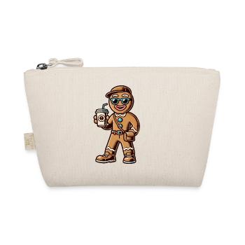 Funny gingerbread man with coffee for Christmas - Organic Pouch - nature - Front