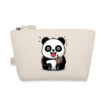 Cute Panda with Drink - Organic Pouch - nature - Front