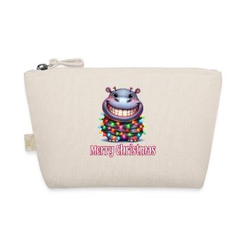 Hippo Hippo with Fairy Lights Merry Christmas - Organic Pouch - nature - Front