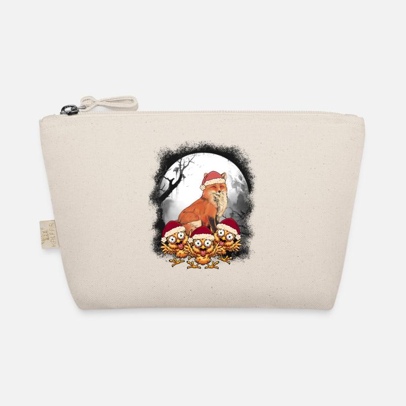 Weihnachtsmann Fuchs Hühner Huhn Nikolaus - Bio-Täschchen - Natur