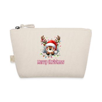 Cute Reindeer Christmas Merry Christmas - Organic Pouch - nature - Front