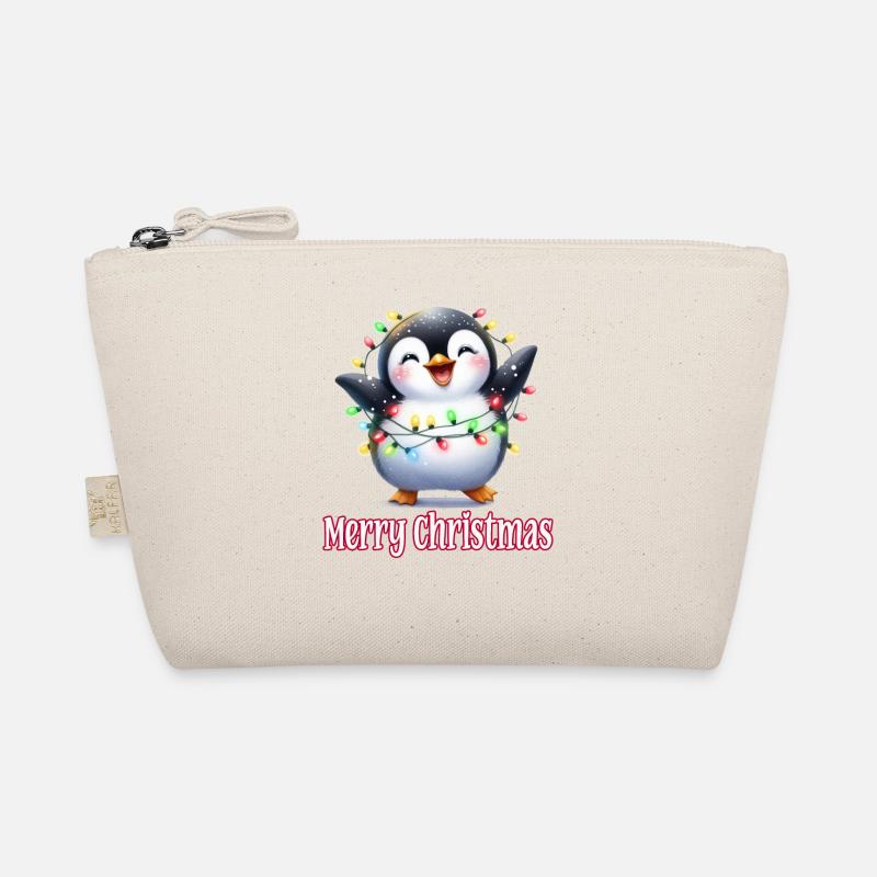 Niedlicher Pinguin Weihnachten Merry Christmas - Bio-Täschchen - Natur