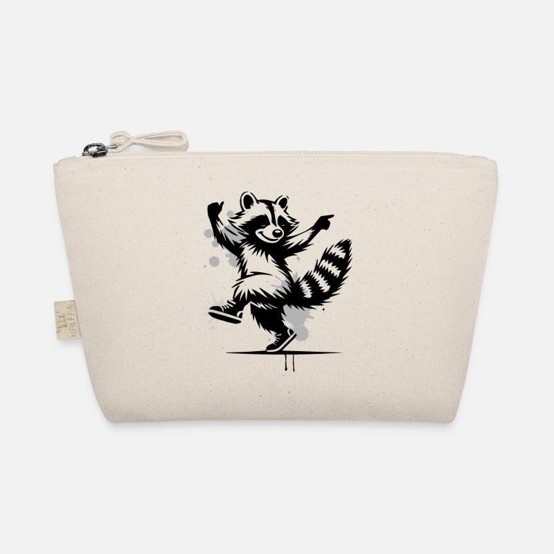 Tanzender Waschbär im Stencil-Stil Bio-Täschchen