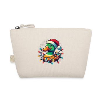 Lustige Ente Mit Weihnachtslicht - Bio-Täschchen - Natur - Vorne